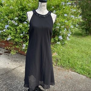 Donna Morgan Little Black Dress With Halter Embellished Neckline Size16, 22" P2P